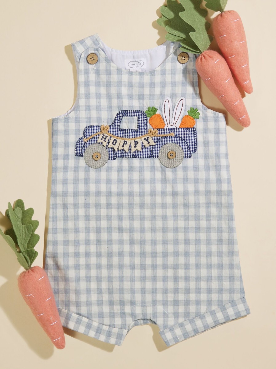 Baby 0-24M Tullabee | Gingham Truck Jumper By Mudpie