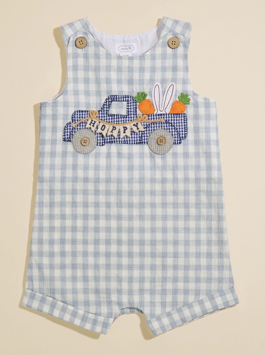 Baby 0-24M Tullabee | Gingham Truck Jumper By Mudpie