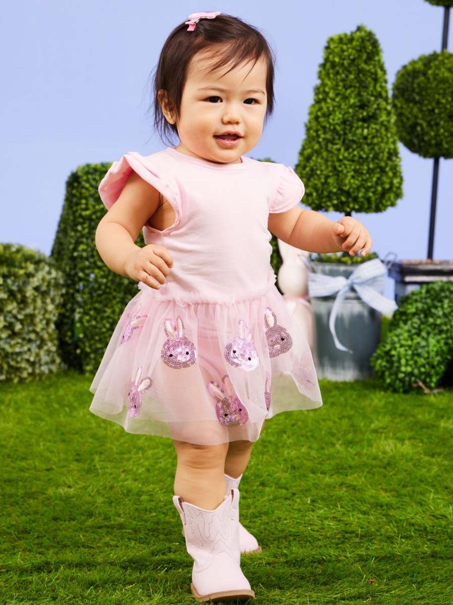 Baby 0-24M Tullabee | Sequin Bunny Tulle Bodysuit Dress