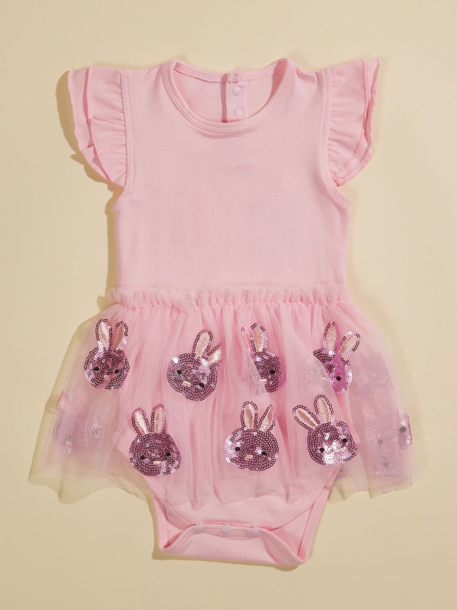 Baby 0-24M Tullabee | Sequin Bunny Tulle Bodysuit Dress