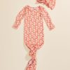 Baby 0-24M Tullabee | Rose Daisy Knot Gown & Hat Set