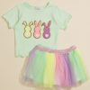 Toddler 2T-5T Tullabee | Bunny Tee And Rainbow Tutu Toddler Set