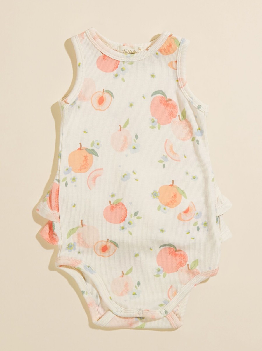 Baby 0-24M Tullabee | Spring Peach Ruffle Bodysuit