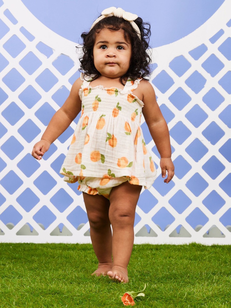 Baby 0-24M Tullabee | Sweet Peach Dress And Bloomer Set