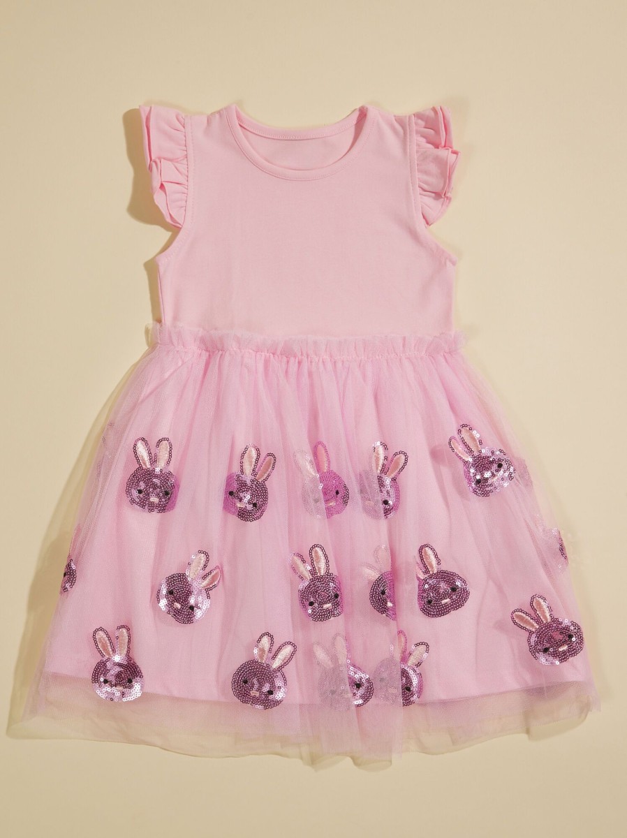 Toddler 2T-5T Tullabee | Sequin Bunny Tulle Dress