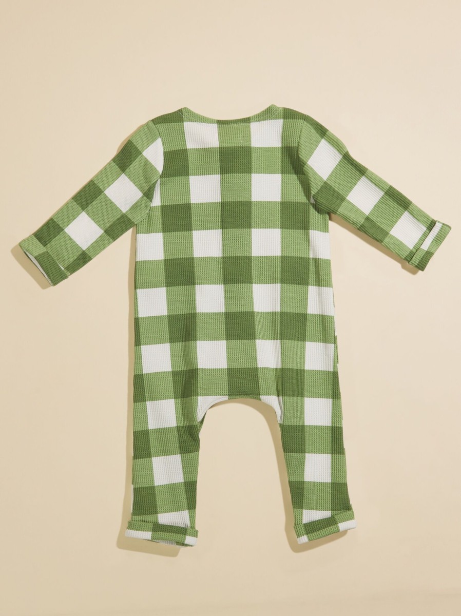 Baby 0-24M Tullabee | Jay Checkered Waffle Jumpsuit