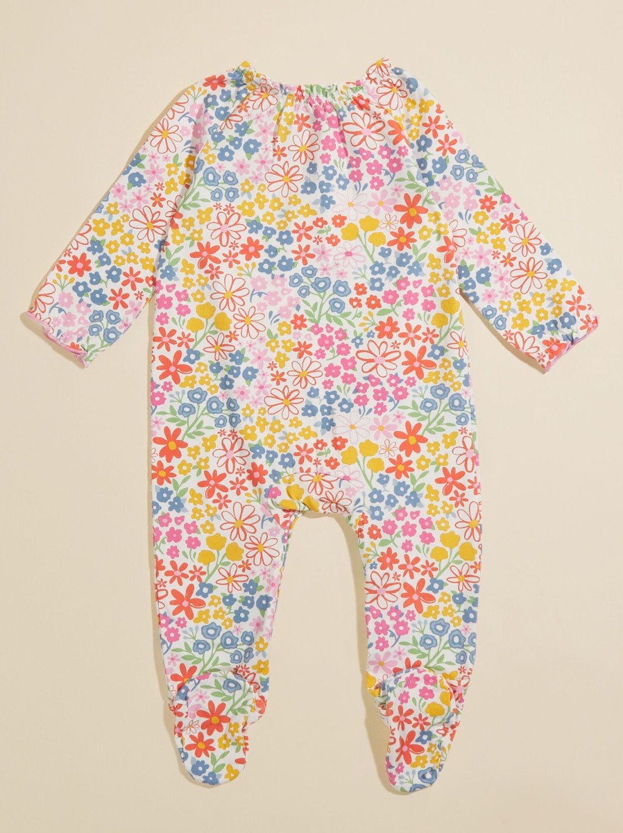 Baby 0-24M Tullabee | Raelyn Floral Footie And Headband Set By Mudpie