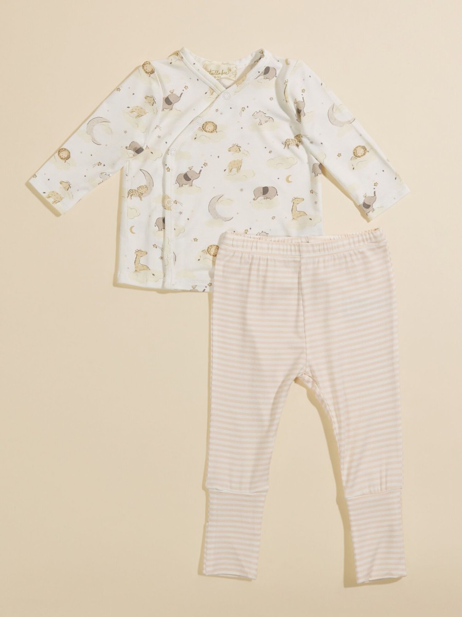 Baby 0-24M Tullabee | Dreamy Safari Top And Striped Pants Set