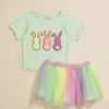 Baby 0-24M Tullabee | Bunny Tee And Rainbow Tutu Baby Set