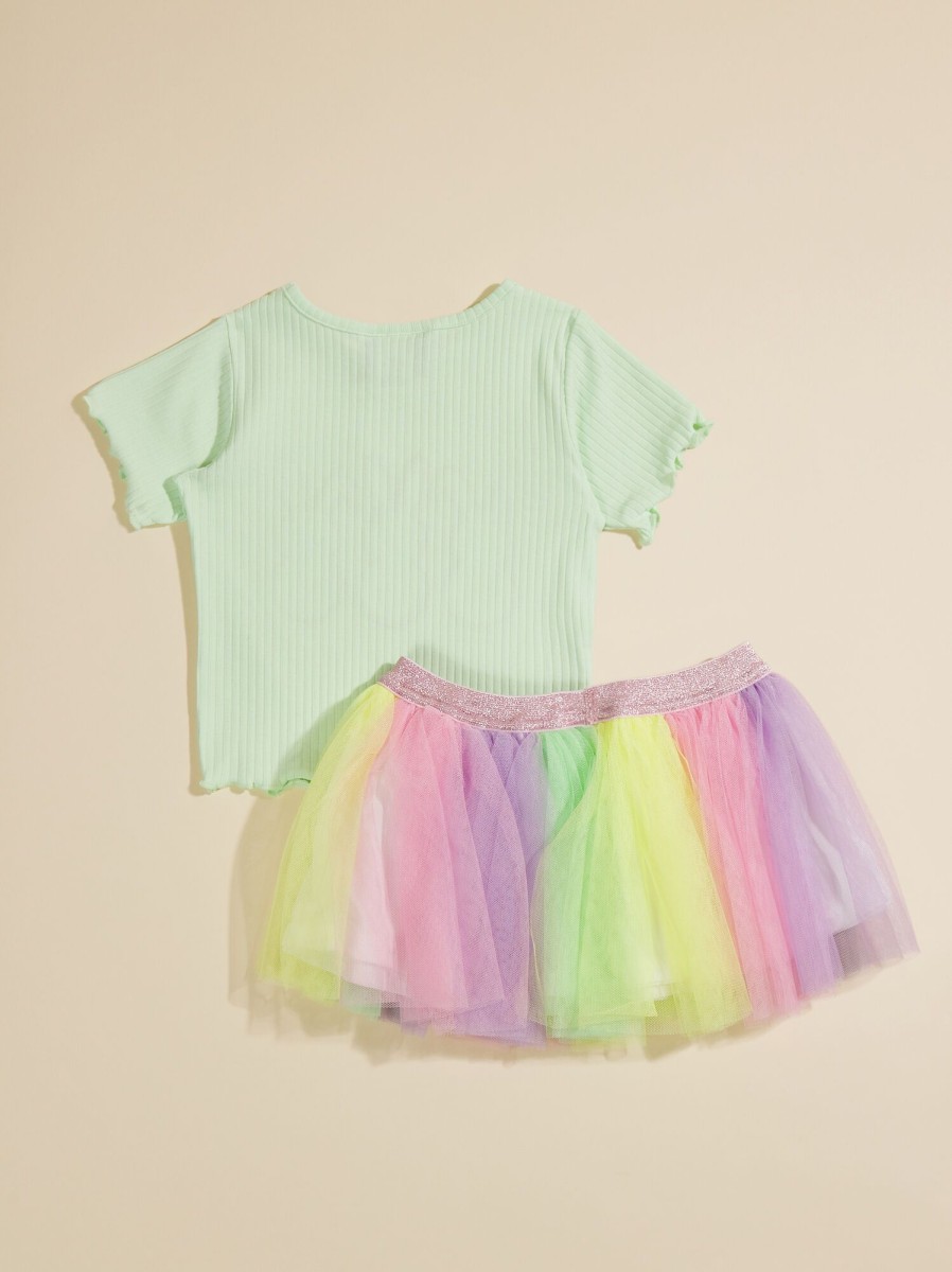 Baby 0-24M Tullabee | Bunny Tee And Rainbow Tutu Baby Set