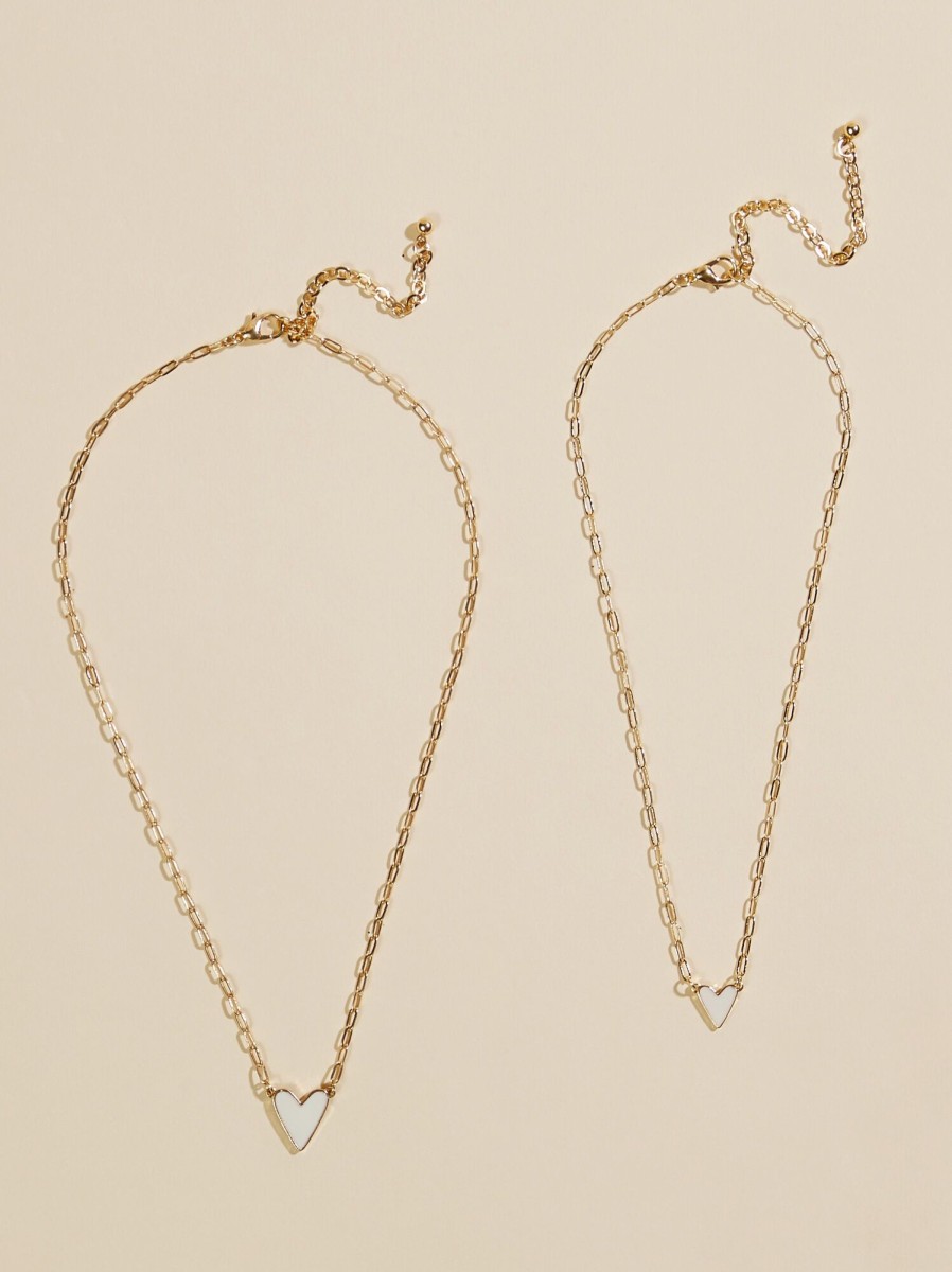 Accessories Tullabee | Mama & Mini Heart Chain Necklace Set