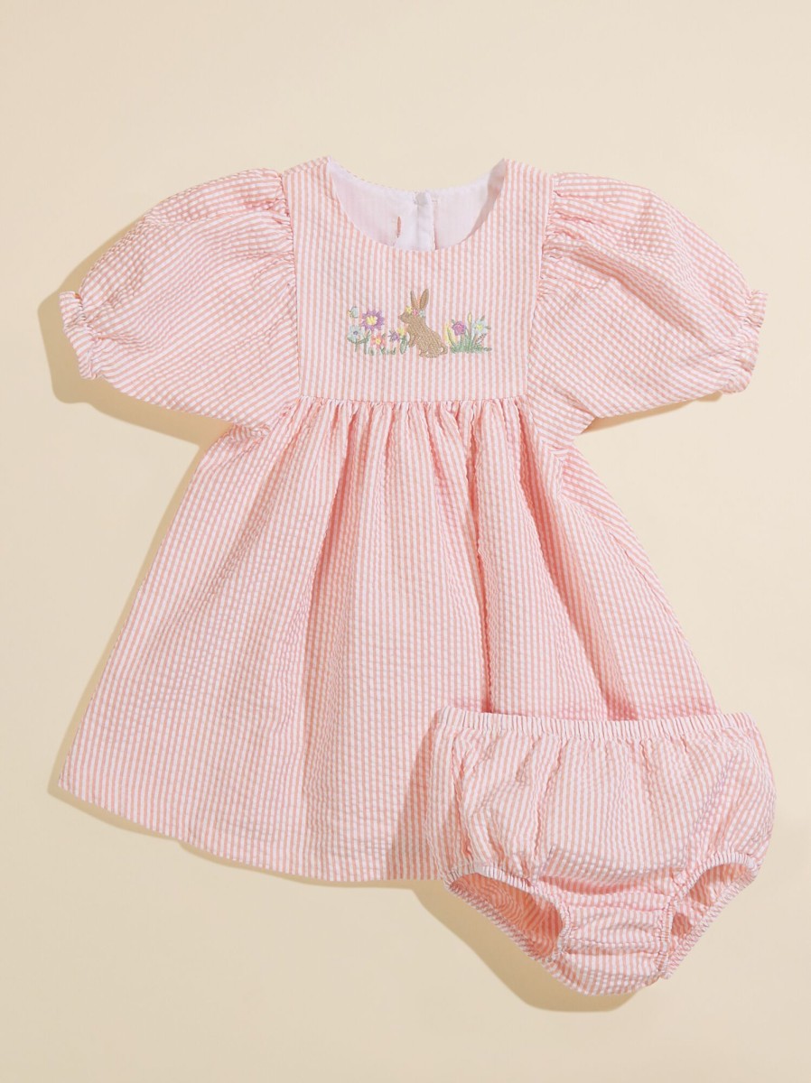 Baby 0-24M Tullabee | Sally Seersucker Baby Dress And Bloomer Set