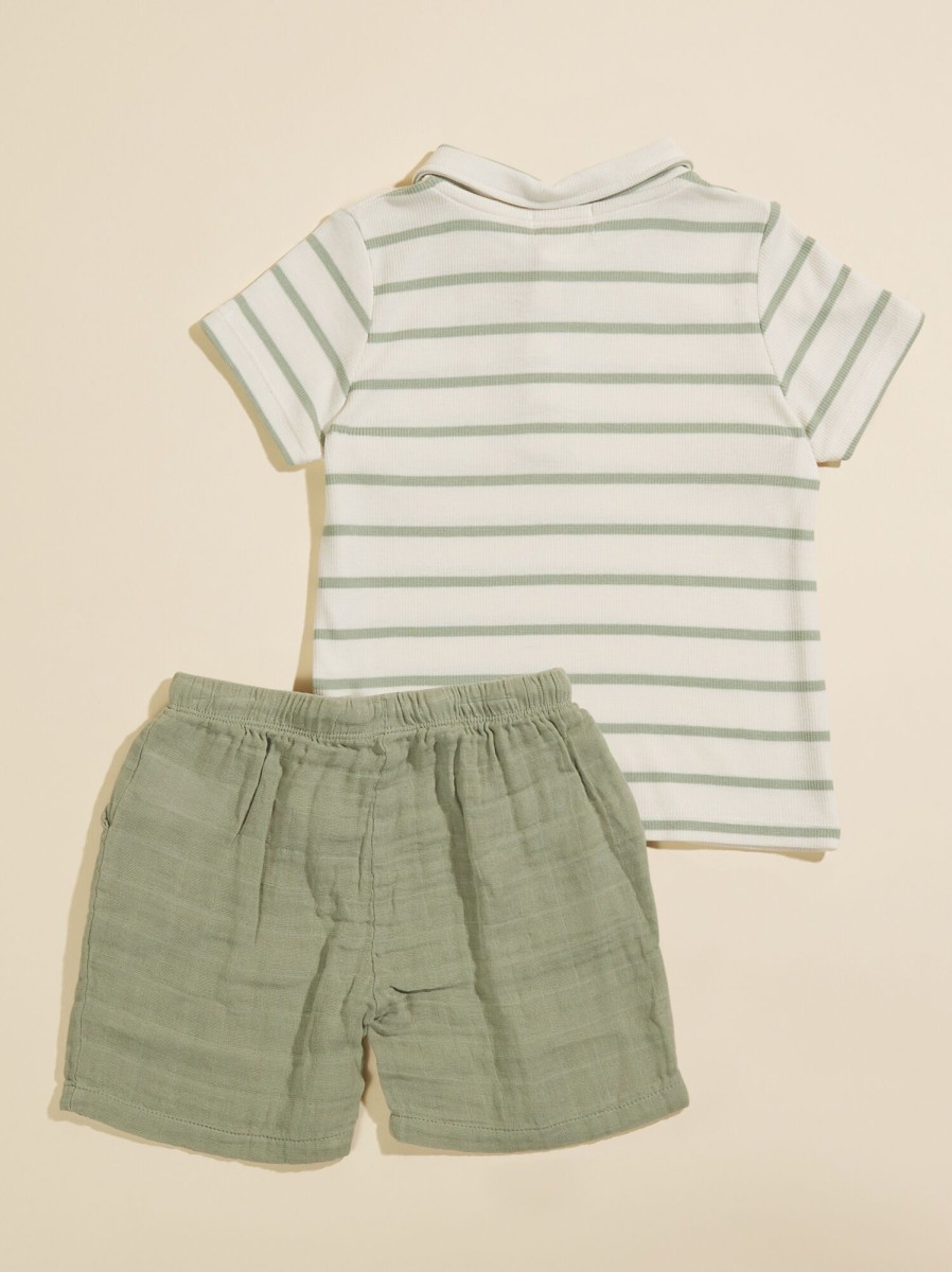 Toddler 2T-5T Tullabee | Collin Striped Polo Top And Shorts Set