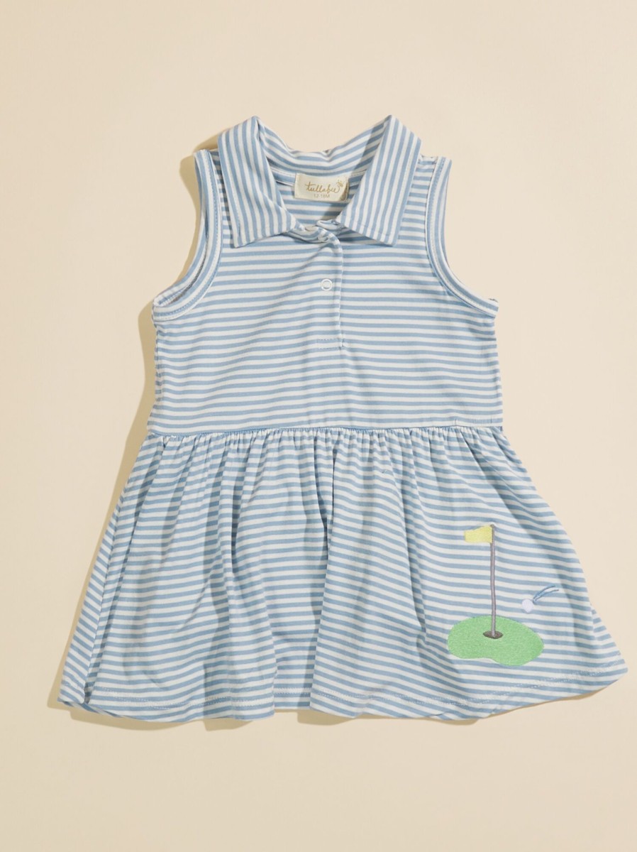 Baby 0-24M Tullabee | Tee Time Striped Bodysuit Dress